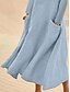 preiswerte bedruckte Kleider aus Baumwolle und Leinen-Damen Midikleid Baumwoll-Leinen-Kleider Elegant Stilvoll Basic Urlaub Täglich Date Lässiger Schnitt Einfach Langarm Rundhalsausschnitt Weiß Hellgrün Rosa Himmelblau Frühling Herbst