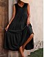 abordables Robes de vacances-Femme Robe Maxi Robe casual Robe Évasée Robe Trapèze mode basique Décontractées Vacances du quotidien Standard Plein Sans Manches Col V Noir Jaune Rouge Fuchsia Eté Printemps
