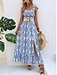abordables Vestidos Florales Impresos-Mujer Vestido maxi Vestido informal Vestidos Boho Chic Vestido lencero Bohemia Estilo lindo Casual Vacaciones Diario Playa Holgado Floral Sin Mangas Con Tirantes Negro Azul Piscina Verano