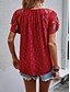 preiswerte Damen Urlaub Oberteile-Damen Valentinstag Hemd Bluse Bohemia Retro Vintage Blumen Normal Oberteile Kurzarm V-Ausschnitt Print Normale Passform Alltag Casual Rot Beige Sommer Frühling Herbst