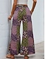 abordables pierna ancha y cintura alta-Mujer Perneras anchas Chinos Moda Ropa de calle Longitud total Alta cintura Leopardo Bolsillo Cintura elástica Estampado Confortable Suave Cómodo Microelástico Exterior Calle Negro Verano Primavera
