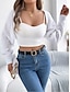 billige Åpen front cardigan-Dame Kofte Kabelstrikket genser Gatemote Daglig Stilfull Ren farge Tykk Heklet Åpen Forside Uthult Strikket Raglan Ermer Lanterne Erme Langermet Crop Tops Strikke Hjem Fest Daglig Svart Hvit Vår Høst