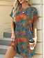 preiswerte Ausgefallene Kleider-Damen Minikleid Casual kleid Sweatkleid Boho-Kleid Stilvoll Brautkleider schlicht Urlaub Täglich Regular Fit Blumen Blatt Kurzarm Rundhalsausschnitt Blau Braun Grün Sommer