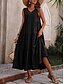 abordables Robes de vacances-Femme Robe Maxi Robe casual Robe Évasée Robe Trapèze mode basique Décontractées Vacances du quotidien Standard Plein Sans Manches Col V Noir Jaune Rouge Fuchsia Eté Printemps