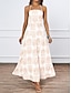 abordables Robes Floraux Imprimés-Femme Robe Maxi Robe casual Robe Évasée Robe d&#039;été Robe Trapèze Tropique Décontractées Vacances du quotidien Plage Standard Floral Sans Manches Dos nu Bleu Marron Eté