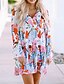 billiga Casual blommiga klänningar-Dam Mini klänning Vardagsklänning Blommig klänning Sommarklänning Stylish Ledigt Semester Dagligen Datum Normal Blommig Långärmad V-hals Rodnande Rosa Sommar