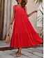 abordables Robes de vacances-Femme Robe Maxi Robe casual Robe Évasée Robe Trapèze mode basique Décontractées Vacances du quotidien Standard Plein Sans Manches Col V Noir Jaune Rouge Fuchsia Eté Printemps