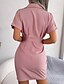 abordables Robe Simple-Femme Mini robe Robe chemise Robe casual Robe d'été mode Décontractées Vacances du quotidien Rendez-vous Standard Plein Manche Courte Revers Rose Claire Rouge Bleu Eté Printemps