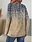 billige Kunst &amp; Design t-skjorte-Dame T-skjorte Langermet Rundhals Langermet Tunika Ombre Grafisk Casual Vanlige Topper Daglig Trykk Khaki Vår Høst Forkant