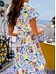 ieftine Rochii de Vacanță-Pentru femei Rochie Mini Rochie casual Rochie A line Stilat Casual Vacanță Zilnic Fit regulat Floral Manșon scurt Stil Nautic Galben Albastru piscină Fucsia Vară