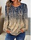 billige Kunst &amp; Design t-skjorte-Dame T-skjorte Langermet Rundhals Langermet Tunika Ombre Grafisk Casual Vanlige Topper Daglig Trykk Khaki Vår Høst Forkant