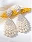 abordables Boucle d&amp;#39;oreille pour femme-Boucles d&#039;oreilles pendantes élégantes en fausses perles et strass – style vintage, plaquées or, parfaites pour les mariages et les occasions formelles