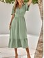 abordables Vestidos de fiesta-Mujer Vestido Midi Vestido informal Vestido de Columpio Vestido de una línea Elegante Básico Casual Vacaciones Diario Ajuste regular Plano Manga Corta Escote en Pico Verde Claro Rojo Verano Primavera