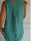 economico Camicie-Per donna Camicia Camicie di cotone e lino Blusa Finto cotone e lino Bottoni Tinta unica Elegante Casual Senza Maniche Scollo a V Top Regolari Quotidiano Bianco Verde Estate
