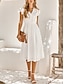 preiswerte Weiße Spitzenkleider-Damen Midikleid Weißes Kleid Casual kleid A Linie Kleid Stilvoll Basic Brautkleider schlicht Urlaub Täglich Regular Fit Glatt Ärmellos V Ausschnitt Weiß Grün Sommer Frühling