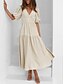 cheap Work Dresses-Women&#039;s Maxi Dress Casual Dress Swing Dress Basic Casual Vacation Daily Regular Fit Plain Short Sleeve V Neck Black Green Apricot Light Blue Summer
