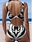 baratos Fatos de Banho 1 Peça-Maiôs Femininos Monokini de Uma Peça Maiô Costas Nuas Controle de Barriga Cintura Alta Slim Vestuário de Praia Geométrico Decote em U Sem Mangas