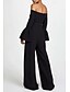 economico NERO-Tute abito da sera elegante abito da sera per feste abito lungo fino al pavimento maniche lunghe scollatura off shoulder cintura  fascia in cotone misto schiena scoperta con volant