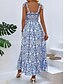 abordables Vestidos Florales Impresos-Mujer Vestido maxi Vestido informal Vestidos Boho Chic Vestido lencero Bohemia Estilo lindo Casual Vacaciones Diario Playa Holgado Floral Sin Mangas Con Tirantes Negro Azul Piscina Verano