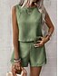 cheap Sets-Women's Linen-feel Set Linen-Inspired Sets Two Piece Sets Baggy Shorts Sleeveless Crew Neck Plain Fashion Daily Casual Daily Black Royal Blue Orange Summer Regular Fit