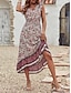 preiswerte Ausgefallene Kleider-Damen Midikleid Casual kleid A Linie Kleid Boho-Kleid Stilvoll Brautkleider schlicht Urlaub Täglich Regular Fit Blumen Kurzarm V Ausschnitt Burgunderrot Sommer