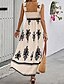preiswerte Ausgefallene Kleider-Damen kleid lang Casual kleid A Linie Kleid Sommerkleid Boho-Kleid Böhmen Hawaiianisch Stilvoll Urlaub Täglich Verabredung Regular Fit Graphic Ärmellos Quadratischer Ausschnitt Schwarz Rosa Rote Grün
