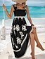 preiswerte Ausgefallene Kleider-Damen kleid lang Casual kleid A Linie Kleid Sommerkleid Boho-Kleid Böhmen Hawaiianisch Stilvoll Urlaub Täglich Verabredung Regular Fit Graphic Ärmellos Quadratischer Ausschnitt Schwarz Rosa Rote Grün