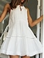 preiswerte Kleider-Damen Minikleid Leinen-inspirierte Kleider Freizeitkleid Schwingkleid Trägerkleid Basic Lässig Urlaub Täglich Normale Passform Einfach Ärmellos Rundhalsausschnitt Weiß Sommer