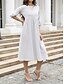 voordelige Witte Casual Jurken-Dames Halflange jurk Casual jurk A lijn jurk Stijlvol Basic Casual Vakantie Dagelijks Normale pasvorm Effen 3/4 mouw Strakke ronde hals Wit Groen Zomer Lente