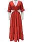 economico Abiti da festa-Per donna Vestito maxi Vestito da festa Abito linea A Elegante Moda Informale Manica svasata Feste Appuntamento Standard Liscio Manica lunga A V Rosso Blu Primavera Autunno Inverno