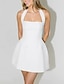 abordables Petites Robes Blanches-Petit robe blanche robes de mariage fourreau  colonne col halter sans manches courte  mini costumes de mariée robes de mariée avec couleur unie