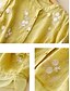 billige Essentielle falske skjorter-Dame Skjorte Knap op Bluse Imiteret bomuldslinned Broderi Knapper Blomstret Basale Afslappet 3/4-ærmer Højhalset Almindelige toppe Daglig Gul Lilla Grøn Beige Sommer Forår Efterår