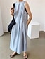 economico Vestiti-Per donna Abito Lungo Maxi Abito Abiti ispirati al lino Vestito Casual Elegante Casual Vacanza Quotidiano Data Vestibilità regolare Semplice Senza Maniche Scollo a V Nero Blu Albicocca Estate