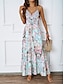 preiswerte Ausgefallene Kleider-Damen Maxidress Casual kleid A Linie Kleid skims dress Boho-Kleid Böhmen Brautkleider schlicht Boho Urlaub Täglich Regular Fit Blumen Ärmellos Gurt Blau Grün Sommer