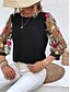 voordelige Elegante topjes-Dames Overhemd Blouse Bloemig Stijlvol Casual 3/4 mouw Strakke ronde hals Normale tops Dagelijks Netstof Geborduurd Afdrukken Zwart Marineblauw Zomer Lente