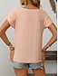 abordables Hauts en dentelle-Blouses Éléguantes en Dentelle Blanche pour Femmes Top en Dentelle à Oeillets Mode Moderne Basique Regular Tops Manches Courtes Col Ronde Boutons Ajustement Normal Quotidien Week-end Romantique