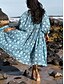 ieftine Rochii casual florale-Pentru femei Rochii Midi Rochie casual Stilat Casual Vacanță Zilnic Fit regulat Floral Lungime Manșon 3/4 Stil Nautic Bleumarin Albastru piscină Primăvară Toamnă