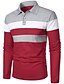 preiswerte Klassisches Poloshirt für Herren-Herren Farbblock Rugby-Poloshirts Langarm Polo-Shirts Revers 3D-Druck Modern Bequem Arbeit Lässig Sport Ferien Patchwork Knöpfe Frühling &amp; Herbst Gelb Rote Marineblau