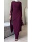 abordables Semi-formel / Cocktail-Robe de Soirée Fourreau  Colonne Robe Élégante Formelle Mariage Longueur de Sol Manches Longues Col Rond Crêpe Élastique avec Broderie