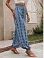 preiswerte weites Bein und hohe Taille-Damen Chinesisch Chino Pumphose Modisch Strassenmode In voller Länge Hoher Taillenbund Geometrisch Elastischer Bund Print Bequem Weich Komfortabel Mikro-elastisch Outdoor Strasse Blau Orange Sommer