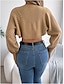 billige Åpen front cardigan-Dame Kofte Kabelstrikket genser Gatemote Daglig Stilfull Ren farge Tykk Heklet Åpen Forside Uthult Strikket Raglan Ermer Lanterne Erme Langermet Crop Tops Strikke Hjem Fest Daglig Svart Hvit Vår Høst