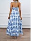 abordables Robes Floraux Imprimés-Femme Robe Maxi Robe casual Robe Évasée Robe d&#039;été Robe Trapèze Tropique Décontractées Vacances du quotidien Plage Standard Floral Sans Manches Dos nu Bleu Marron Eté