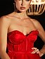 preiswerte ROT-Ballkleid Abendkleid Ausgeschnittenes Kleid Abendparty Fotoshooting Bodenlänge Ärmellos Trägerlos Spitze Rückenfrei mit Rüschen Schlitz