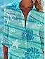 preiswerte Hawaiikleid-Damen Mini Kleid Hemd Kleid Lässiges Kleid Shift Kleid Täglicher Urlaub Ferien Heißes Hemd Kragen Print Langarm Sommer Herbst Frühjahr Lockere Passform Rot Blau Grün Regenbogen Print