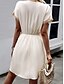 abordables Vestidos casuales blancos-Mujer Mini vestido Vestido blanco Vestido de encaje blanco con mangas Vestido de verano Casual Vacaciones Diario Holgado Color sólido Manga Corta Escote en Pico Verde Oscuro Beige Verano Primavera