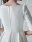 abordables Vestidos Blanco-Vestidos blancos pequeños de recepción brillo y destellos vestidos de boda A-Line escote redondo media manga largo hasta la rodilla tejido elástico trajes de novia vestidos de novia con pliegues