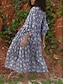 ieftine Rochii casual florale-Pentru femei Rochii Midi Rochie casual Stilat Casual Vacanță Zilnic Fit regulat Floral Lungime Manșon 3/4 Stil Nautic Bleumarin Albastru piscină Primăvară Toamnă