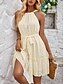 preiswerte Sommerkleider-Damen Minikleid Casual kleid A Linie Kleid Stilvoll Basic Brautkleider schlicht Urlaub Täglich Regular Fit Glatt Ärmellos Halfterhals Grün Aprikose Sommer