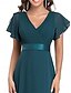 preiswerte Brautjungfernkleider-A-Linie Brautjungfernkleid V-Ausschnitt Kurzarm Elegant Bodenlang Chiffon mit Schlitz vorne