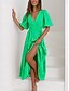 cheap Work Dresses-Women&#039;s Maxi Dress Casual Dress Swing Dress Basic Casual Vacation Daily Regular Fit Plain Short Sleeve V Neck Black Green Apricot Light Blue Summer